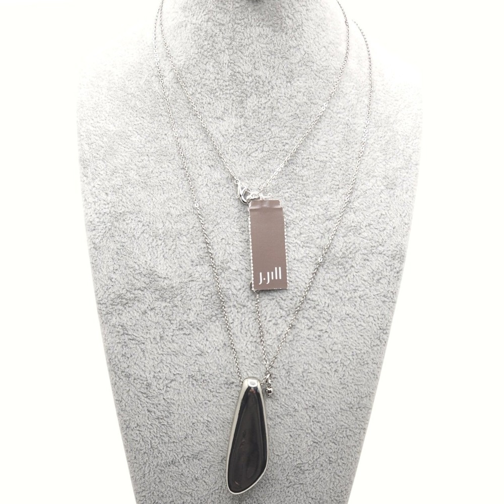 Minimalist Modernist Geometric Pendant Necklace Silver Tone J Jill NEW Office